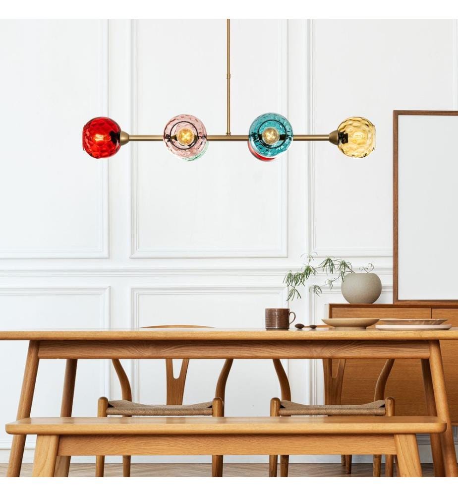 Kronleuchter, Gold, Metallkörper, Glaskappen