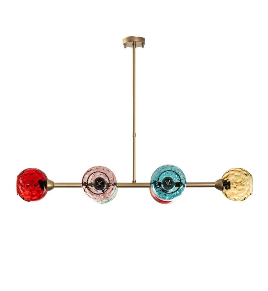 Kronleuchter, Gold, Metallkörper, Glaskappen