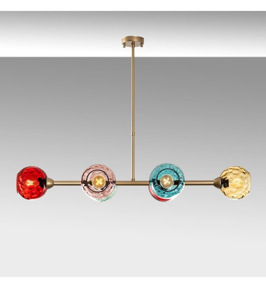 Kronleuchter, Gold, Metallkörper, Glaskappen