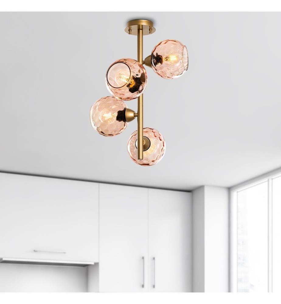 Kronleuchter, Gold, Metallkörper, Glaskappen