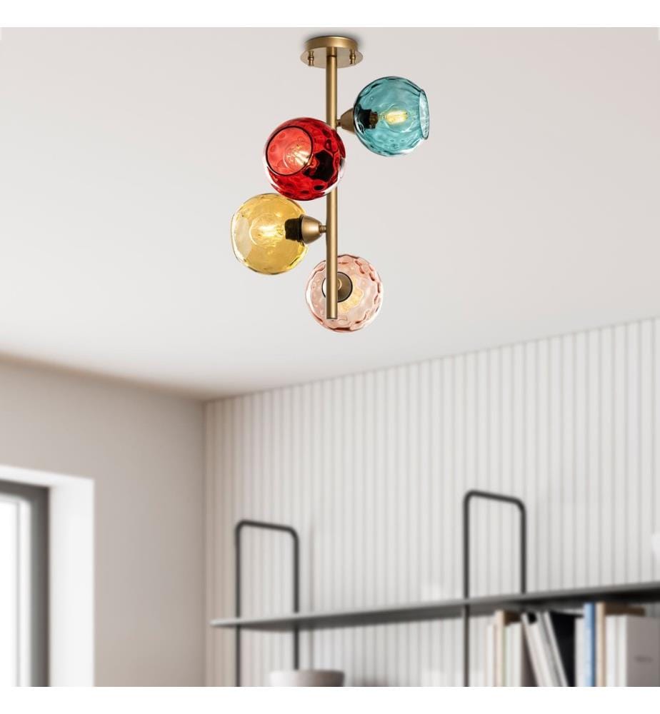 Kronleuchter, Gold, Metallkörper, Glaskappen