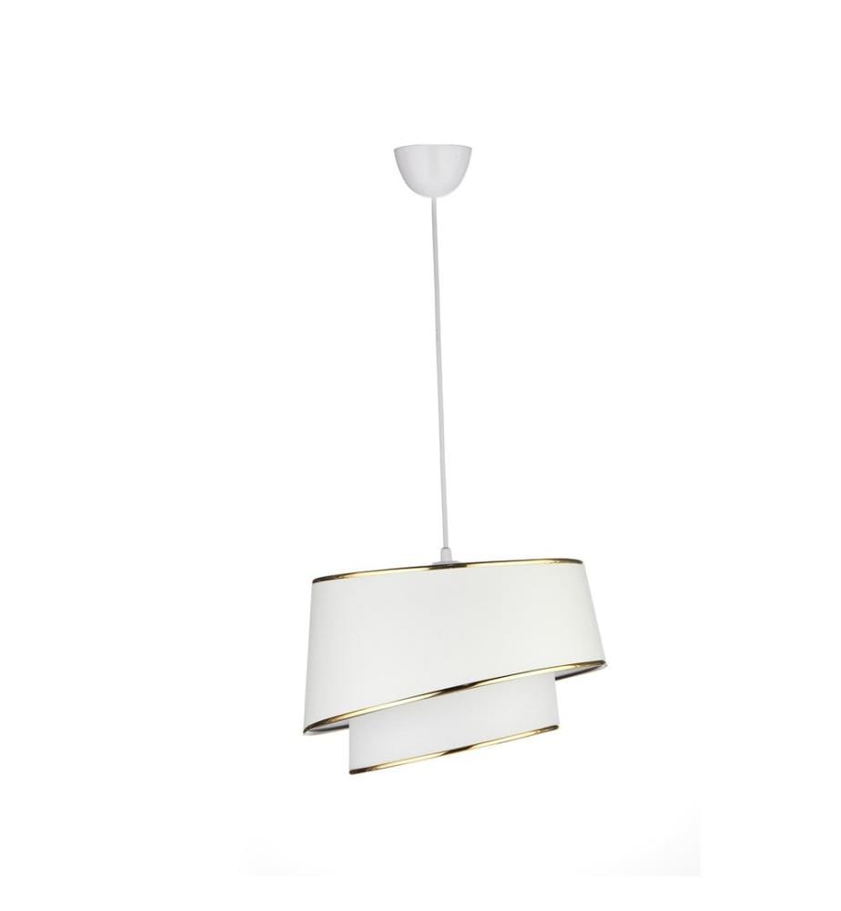 Kronleuchter, weiss, gold, Stoffkappe