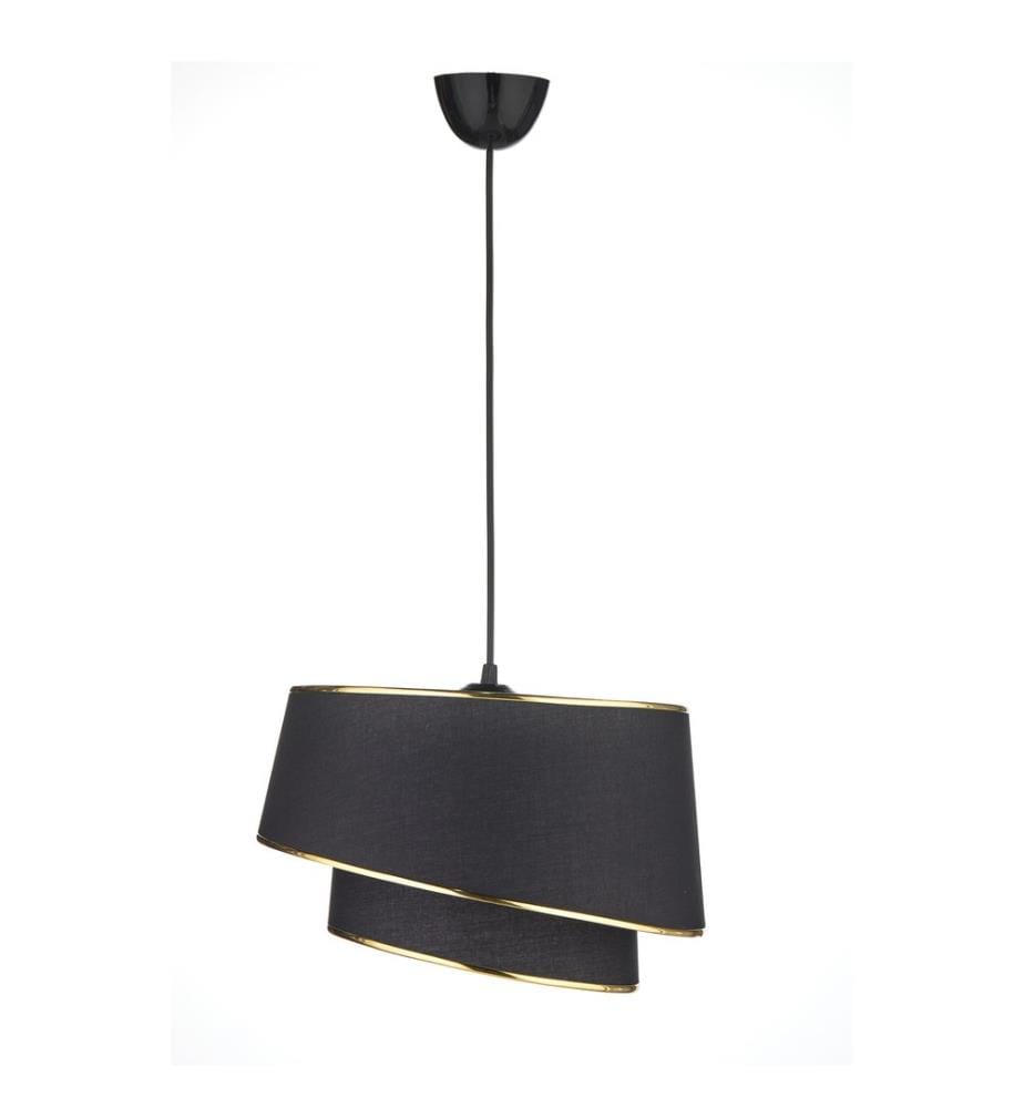 Kronleuchter, schwarz, gold, Stoffkappe