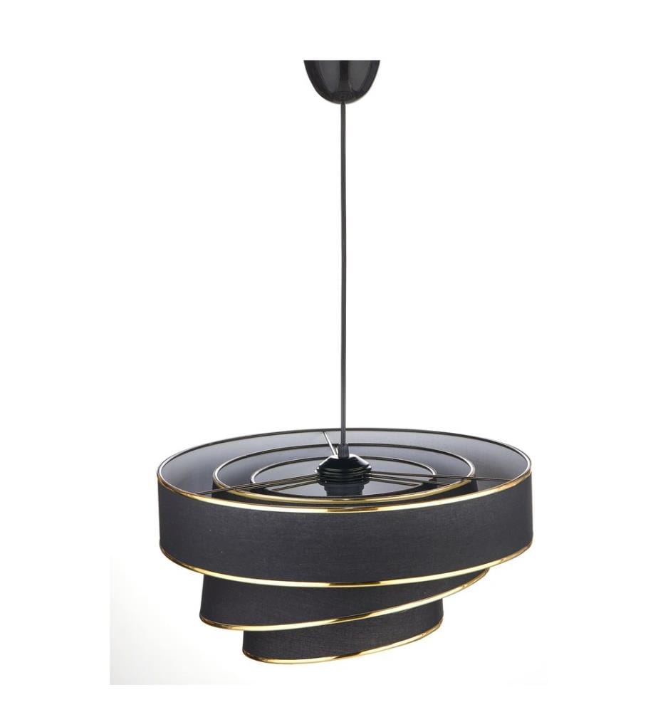 Kronleuchter, schwarz, gold, Stoffkappe