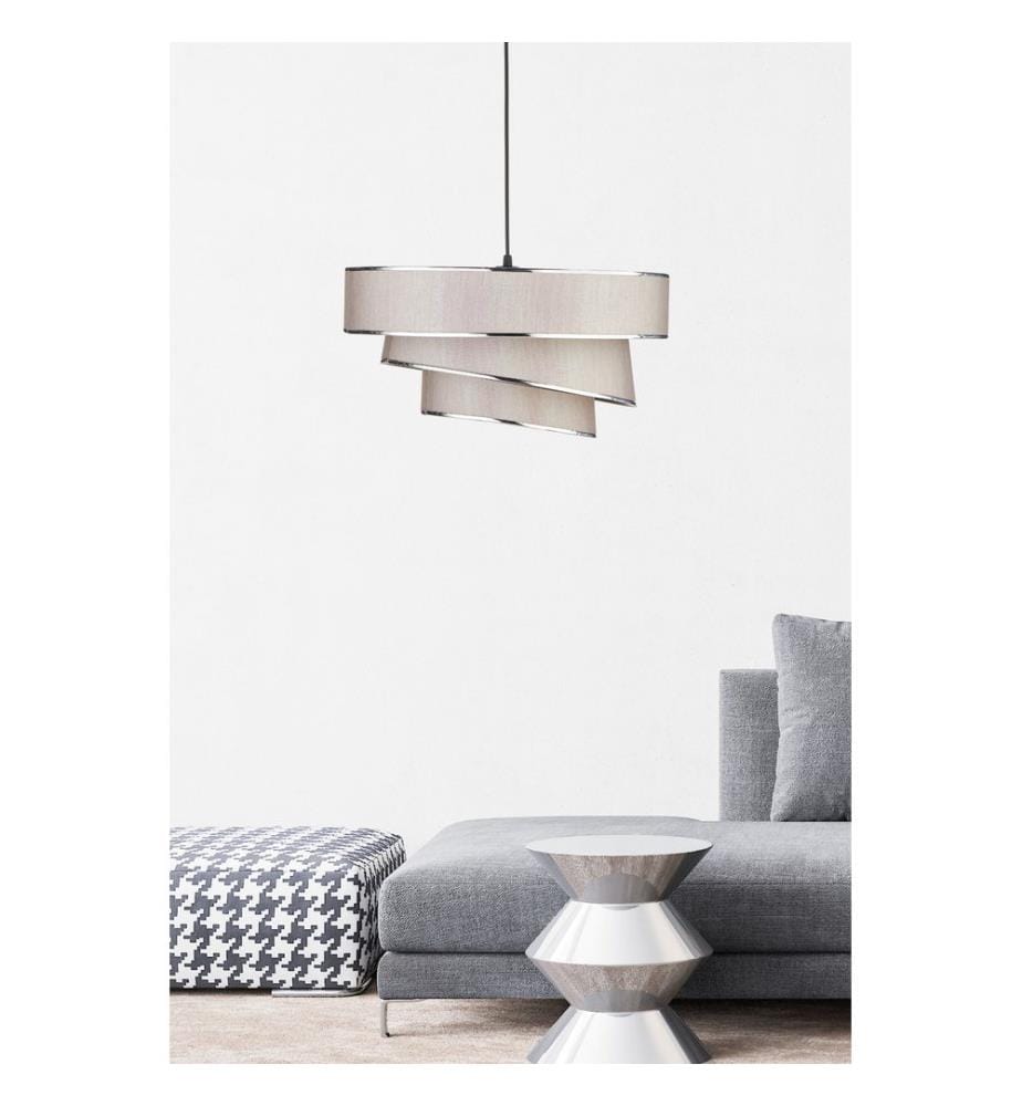 Kronleuchter, Creme, Grau, Stoffkappe