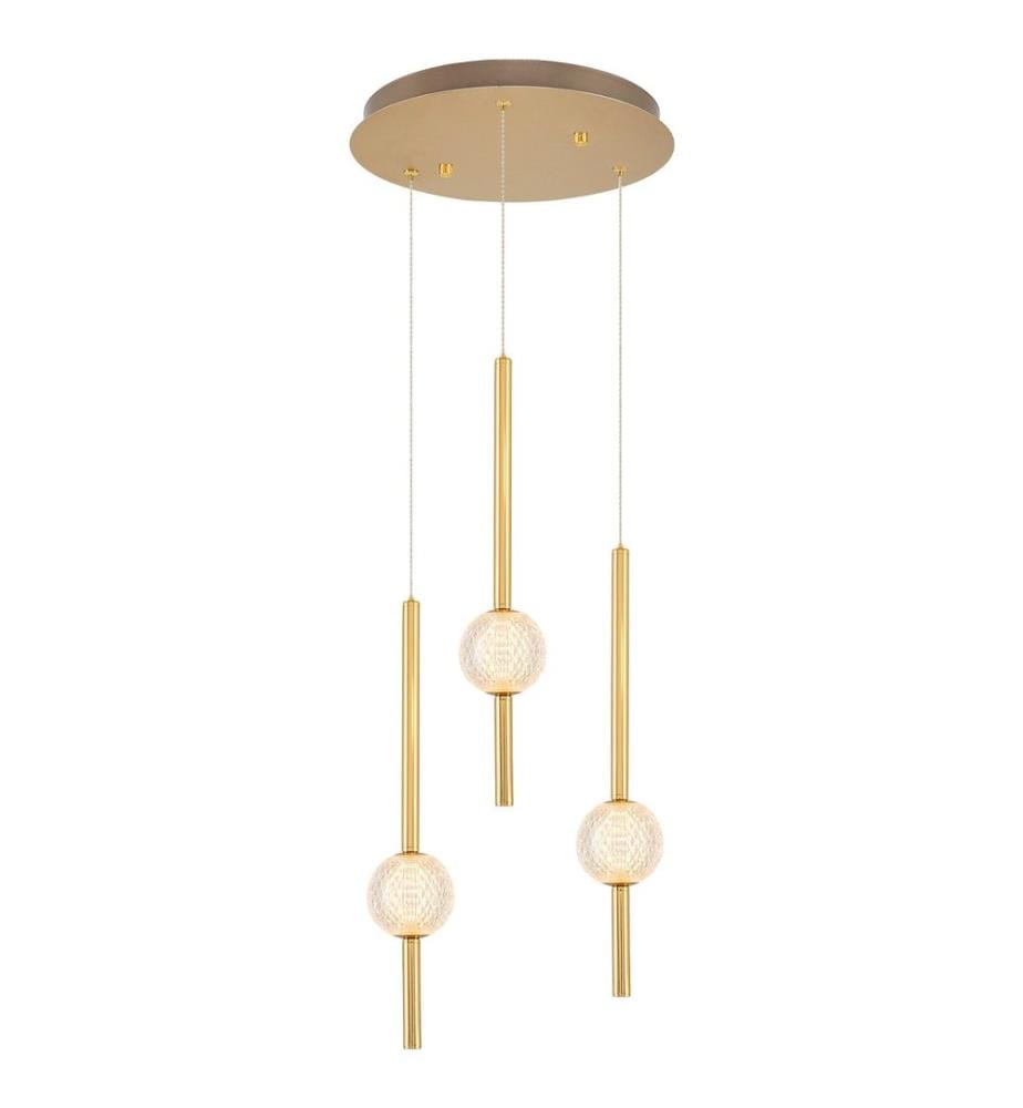 Kronleuchter, Gold, Metallkörper, Glaskappen