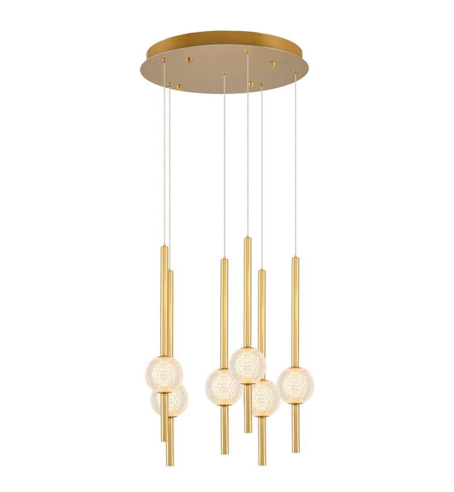 Kronleuchter, Gold, Metallkörper, Glaskappen