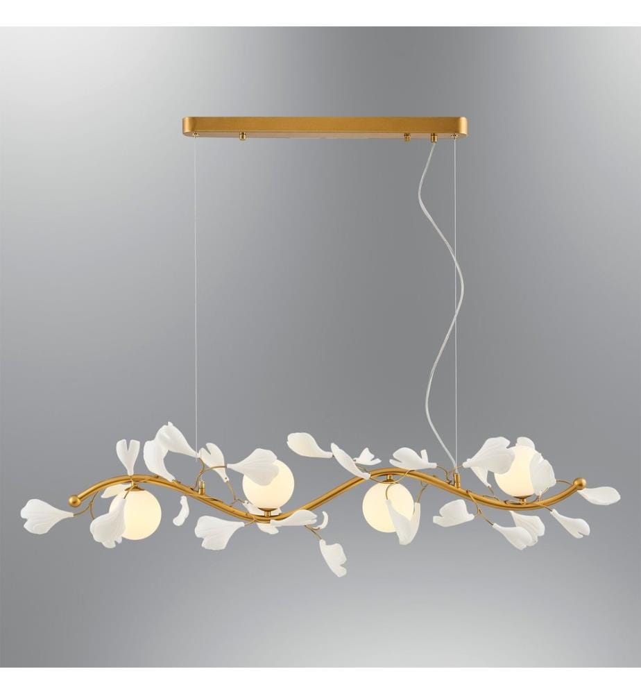 Kronleuchter, Gold, Weiss, Metallkörper, Opalglaskappe
