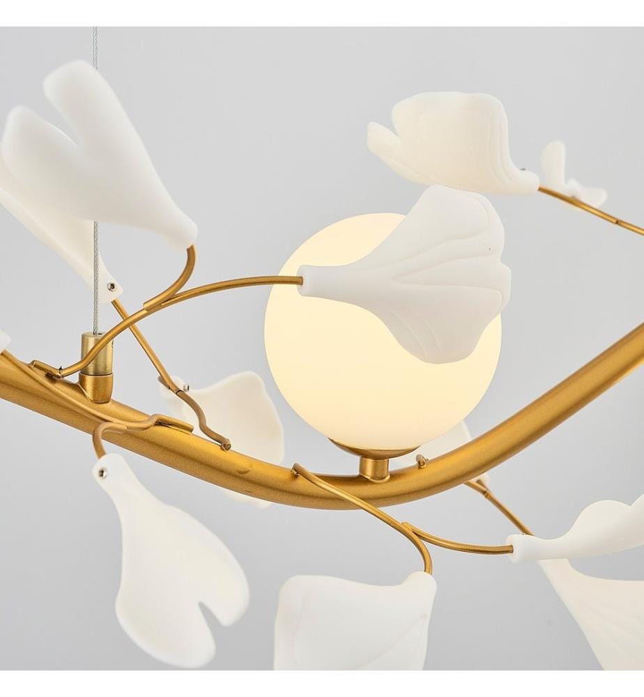 Kronleuchter, Gold, Weiss, Metallkörper, Opalglaskappe
