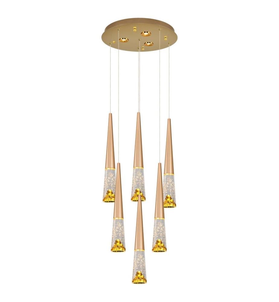 Kronleuchter, Gold, Rosa, Metallkörper, Opalglasabdeckung