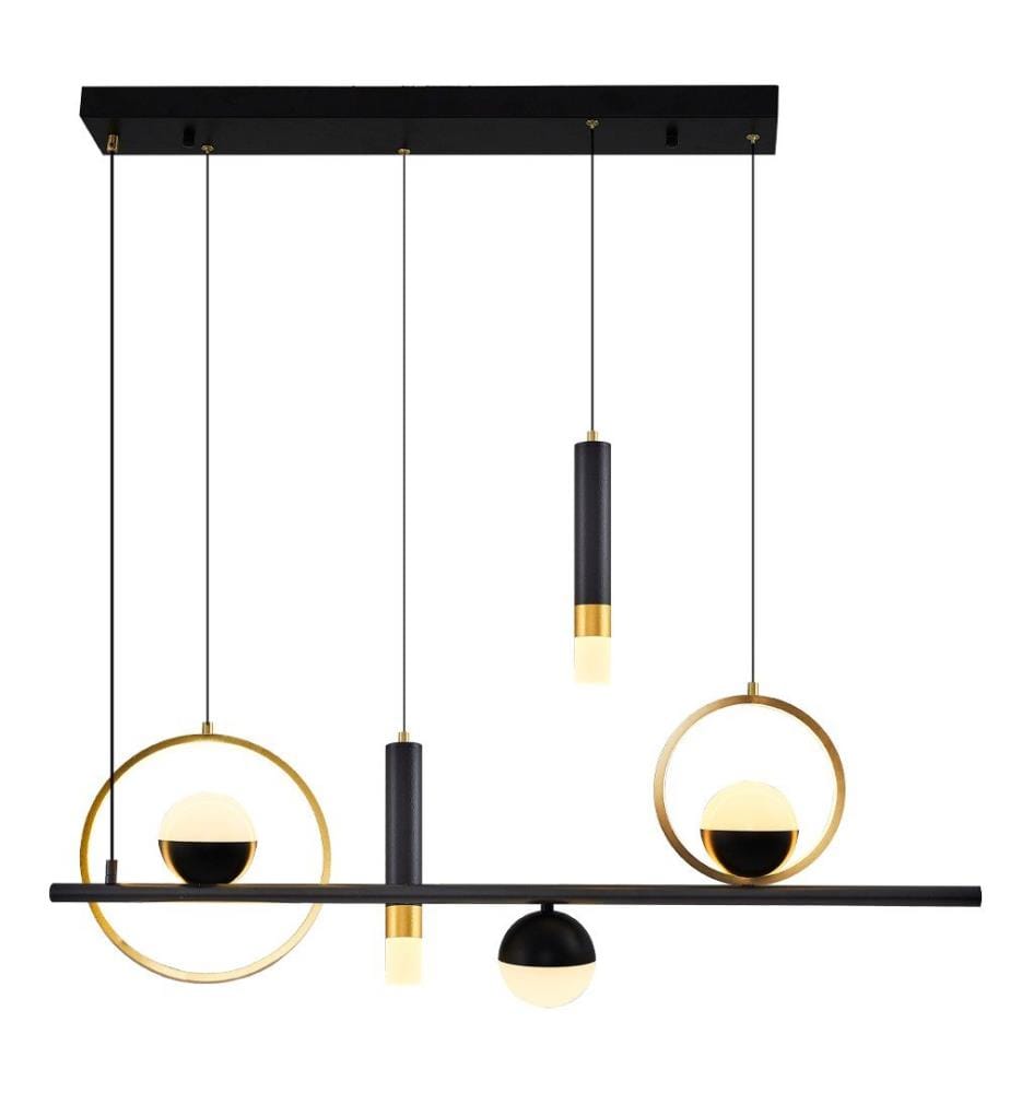 Kronleuchter, schwarz, gold, Metallkörper, Acryl