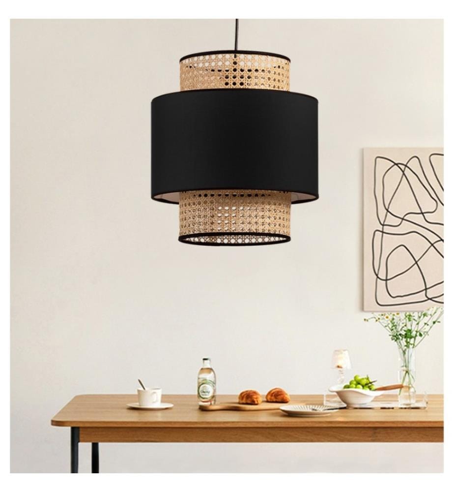 Lustre, beige, noir, 100 % ROTIN