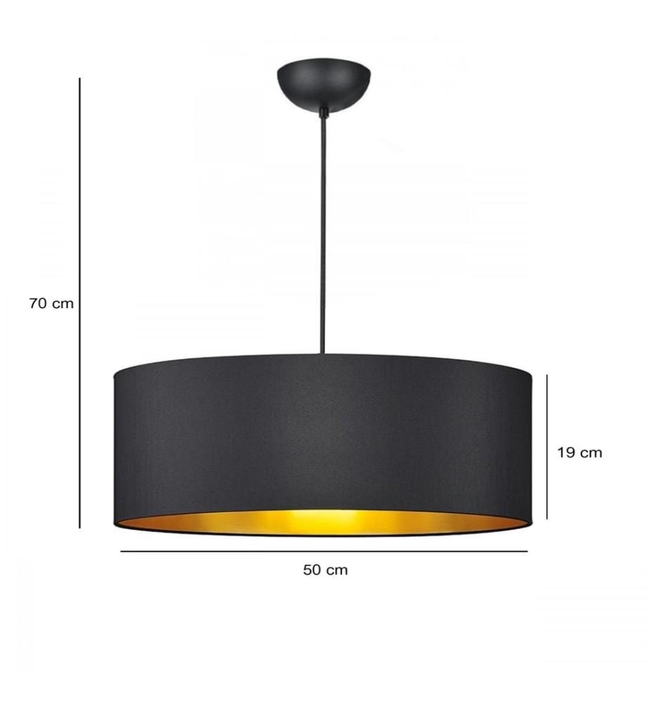 Kronleuchter, schwarz, gold, STOFFKAPPE