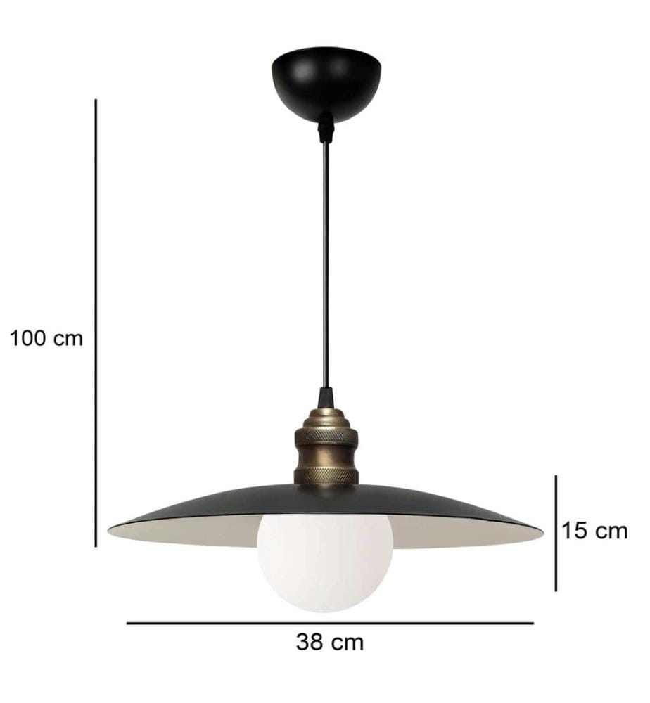 Kronleuchter, schwarz, Metallkörper, Glasschirm
