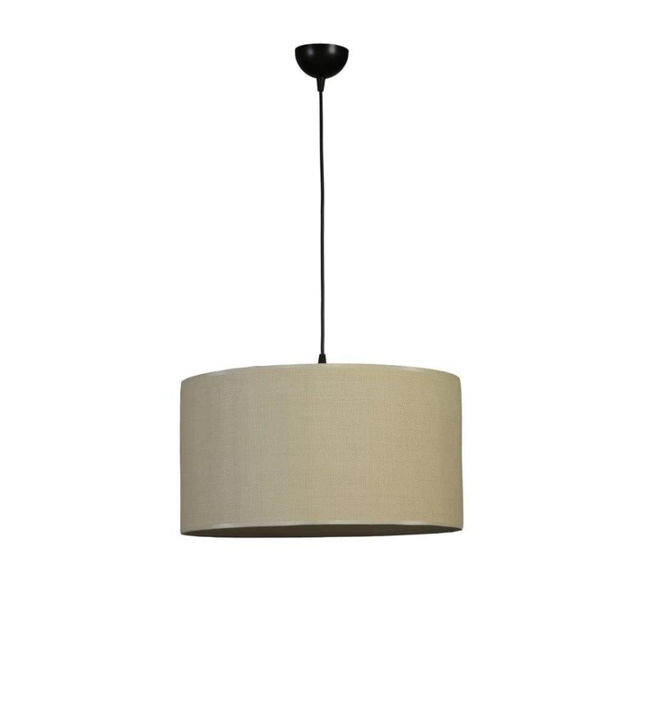 Kronleuchter, Beige, Schwarz, Metallkörper, Bambuskappe