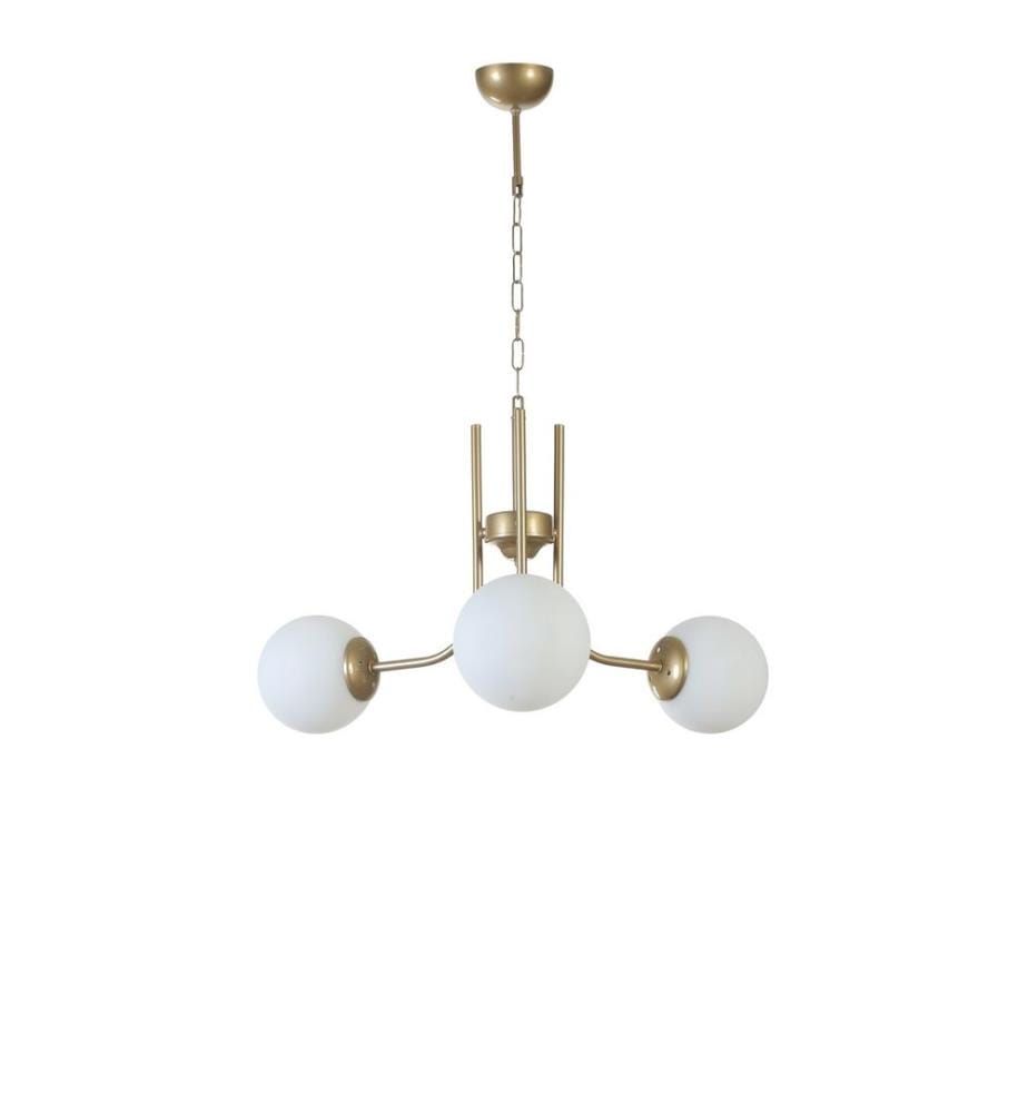 Kronleuchter, weiss, gold, Metallkörper, Glaskappe