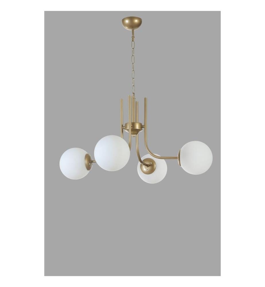 Kronleuchter, weiss, gold, Metallkörper, Glaskappe