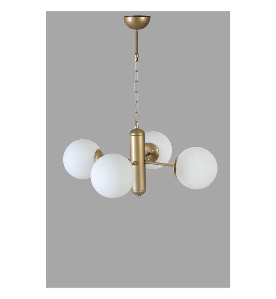 Kronleuchter, weiss, gold, Metallkörper, Glaskappe