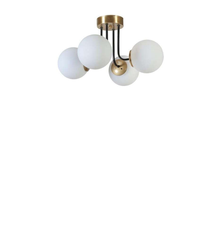 Kronleuchter, weiss, gold, Metallkörper, Glaskappe