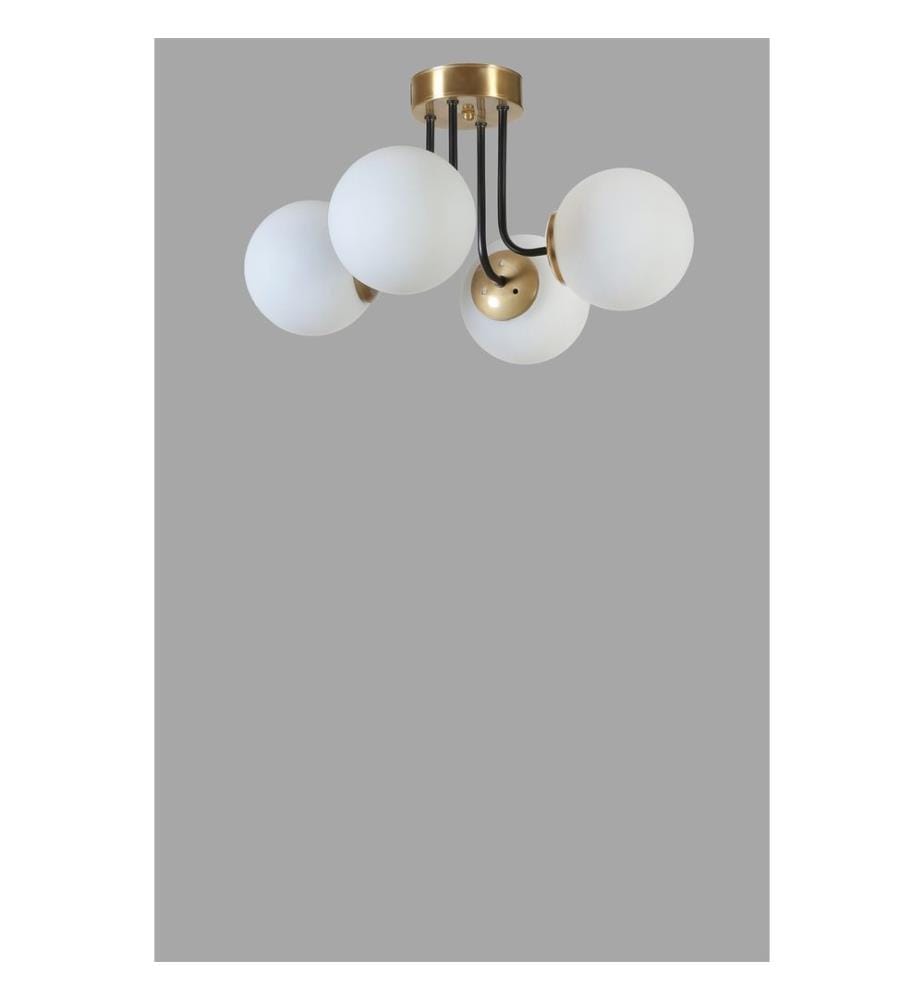 Kronleuchter, weiss, gold, Metallkörper, Glaskappe