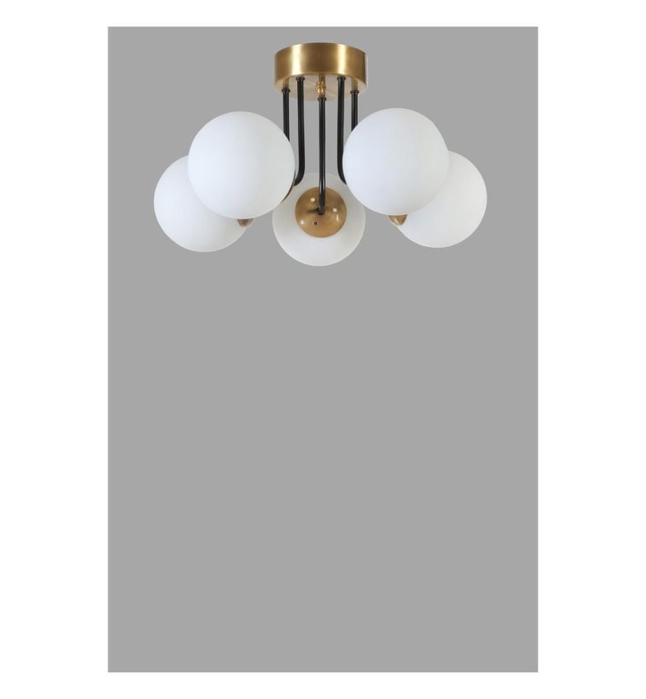Kronleuchter, weiss, gold, Metallkörper, Glaskappe