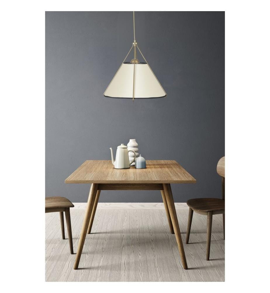 Kronleuchter, Creme, Gold, METALLKÖRPER, Stoffkappe