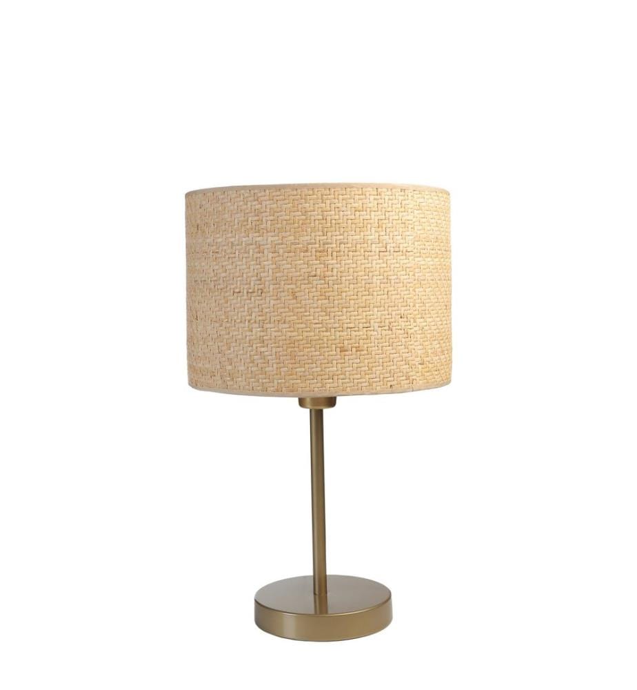 Kronleuchter- und Tischlampen-Set, cremefarben, Metallkörper, Stoffkappe