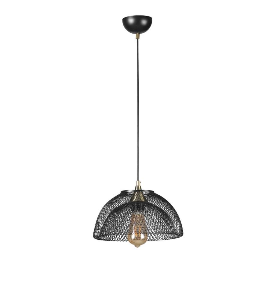 Kronleuchter- und Tischlampen-Set, schwarz, Metallkörper, Metallkappe