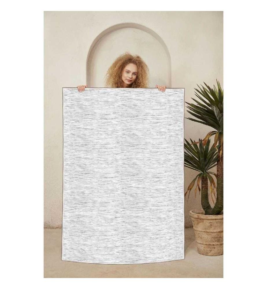 Teppich, Creme, Grau, 100% Baumwolle, 80 x 300 cm