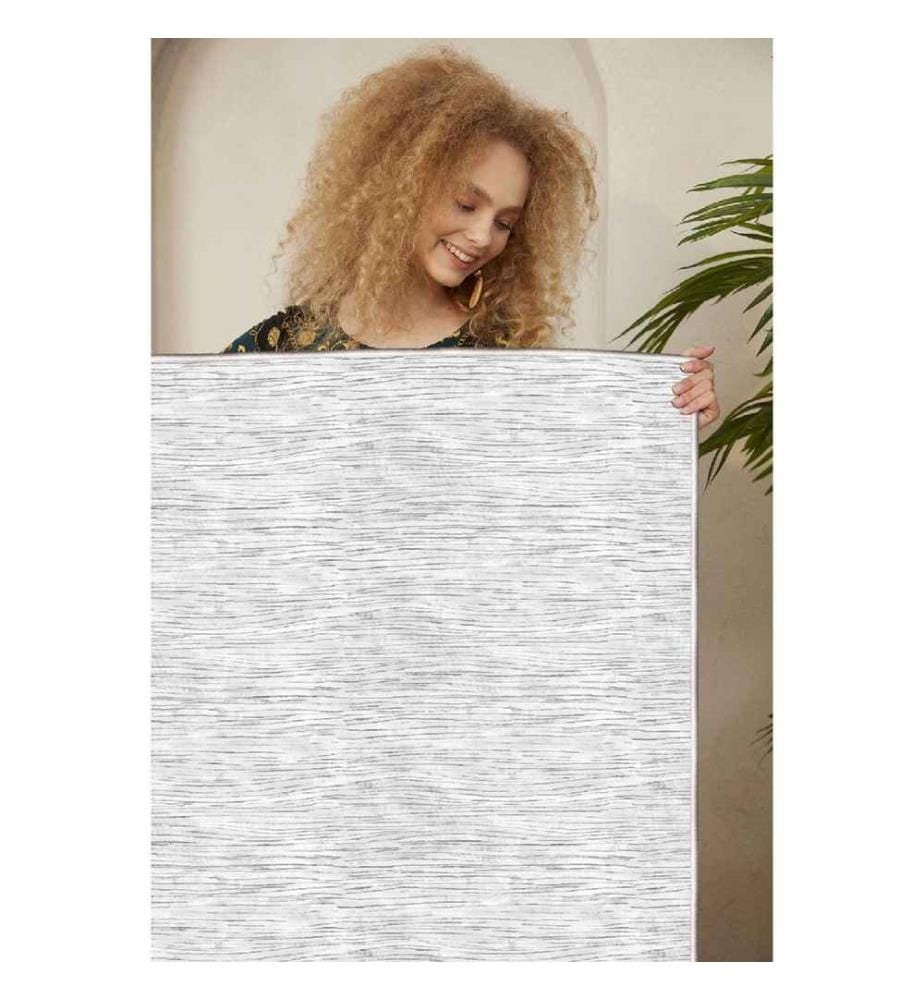 Teppich, Creme, Grau, 100% Baumwolle, 80 x 300 cm