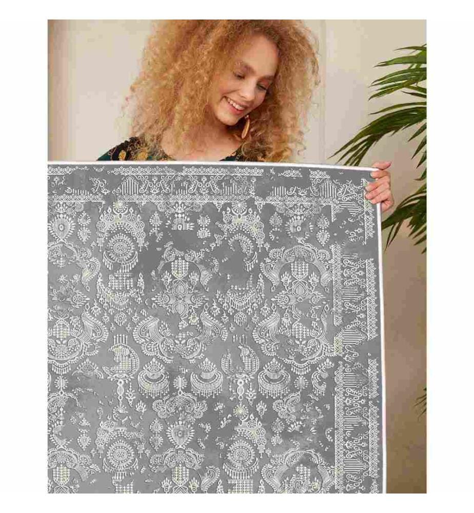 Tapis, gris foncé, blanc, 100% coton, 60 x 200 cm