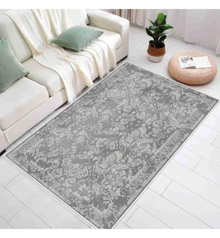 Carpet, Dark Grey, White, 100% Cotton, 180 x 350 cm
