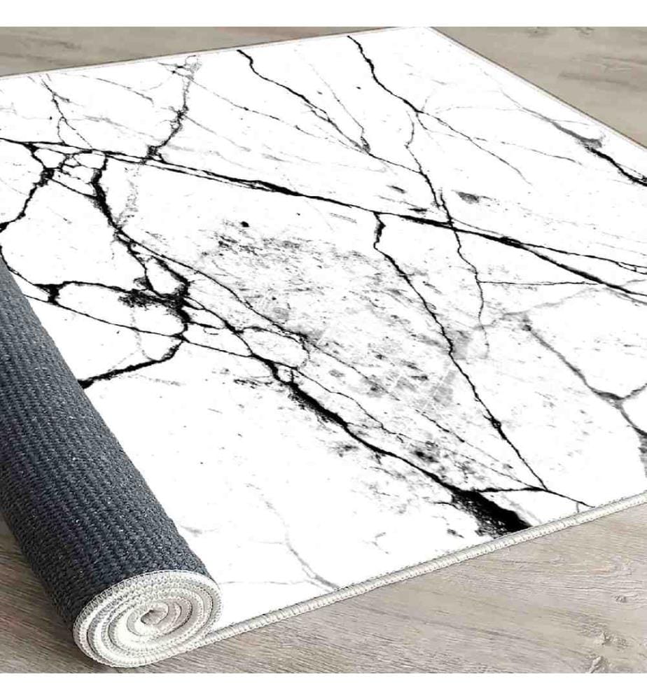 Carpet, White, Black, 100% Cotton, 100 x 200 cm