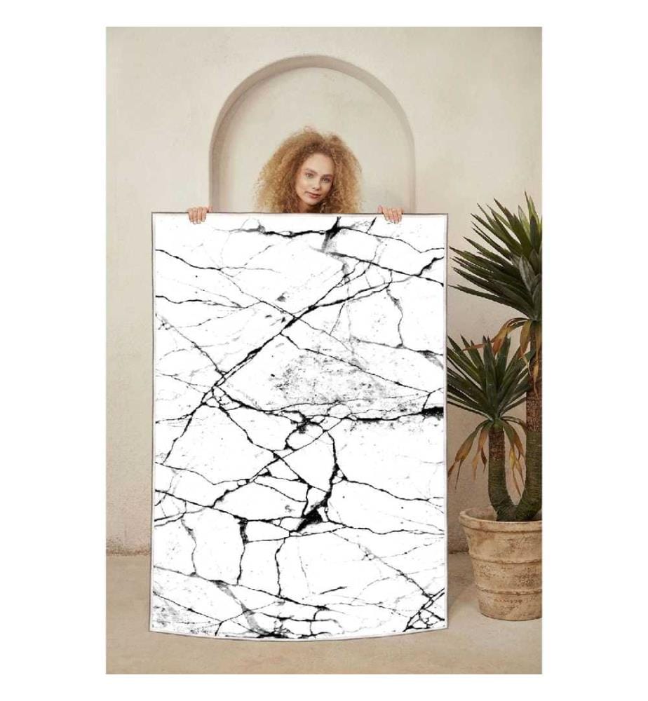 Carpet, White, Black, 100% Cotton, 160 x 230 cm