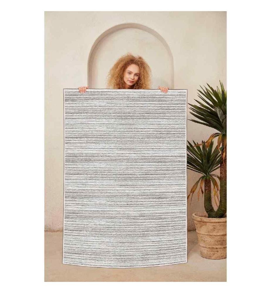 Carpet, Beige, Grey, 100% Cotton, 120 x 180 cm