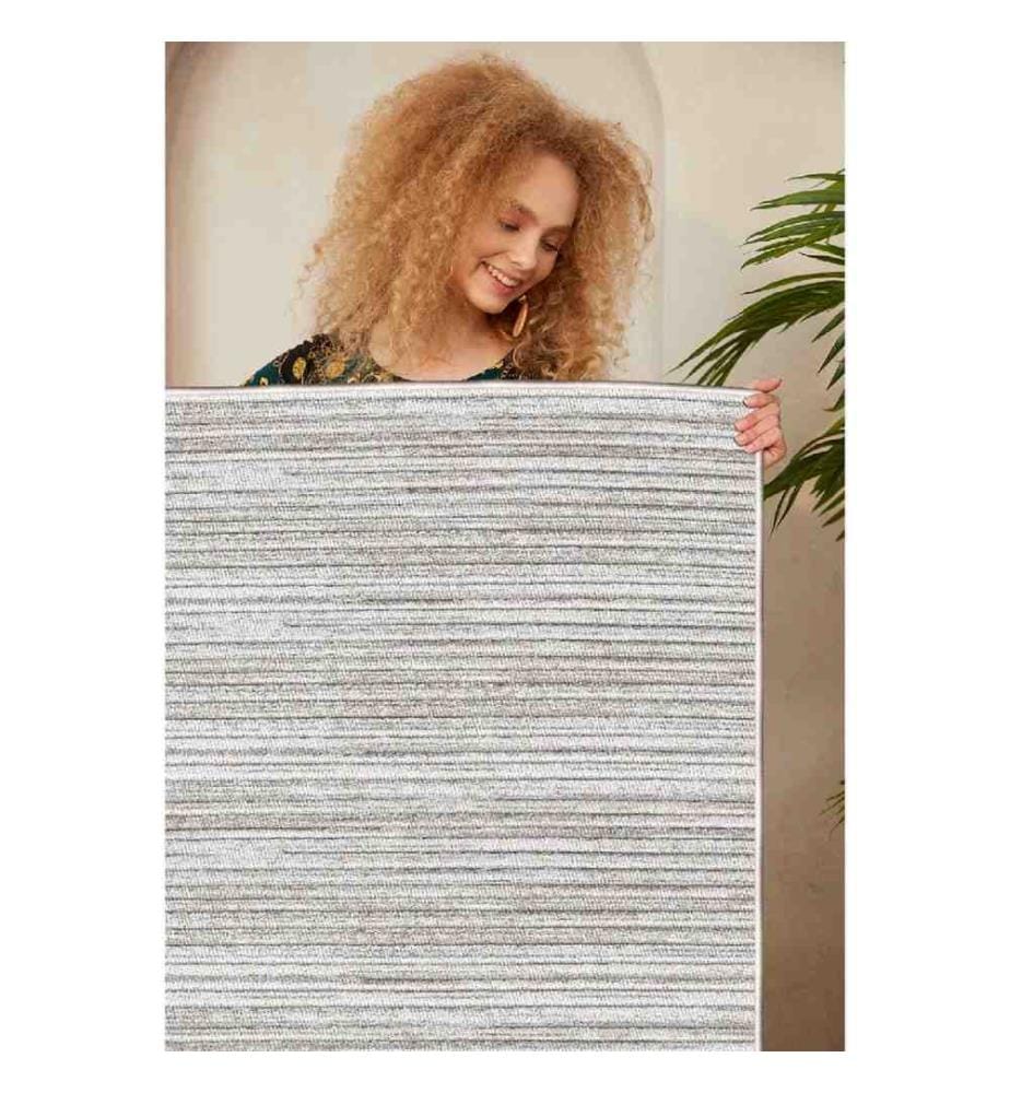 Carpet, Beige, Grey, 100% Cotton, 120 x 180 cm