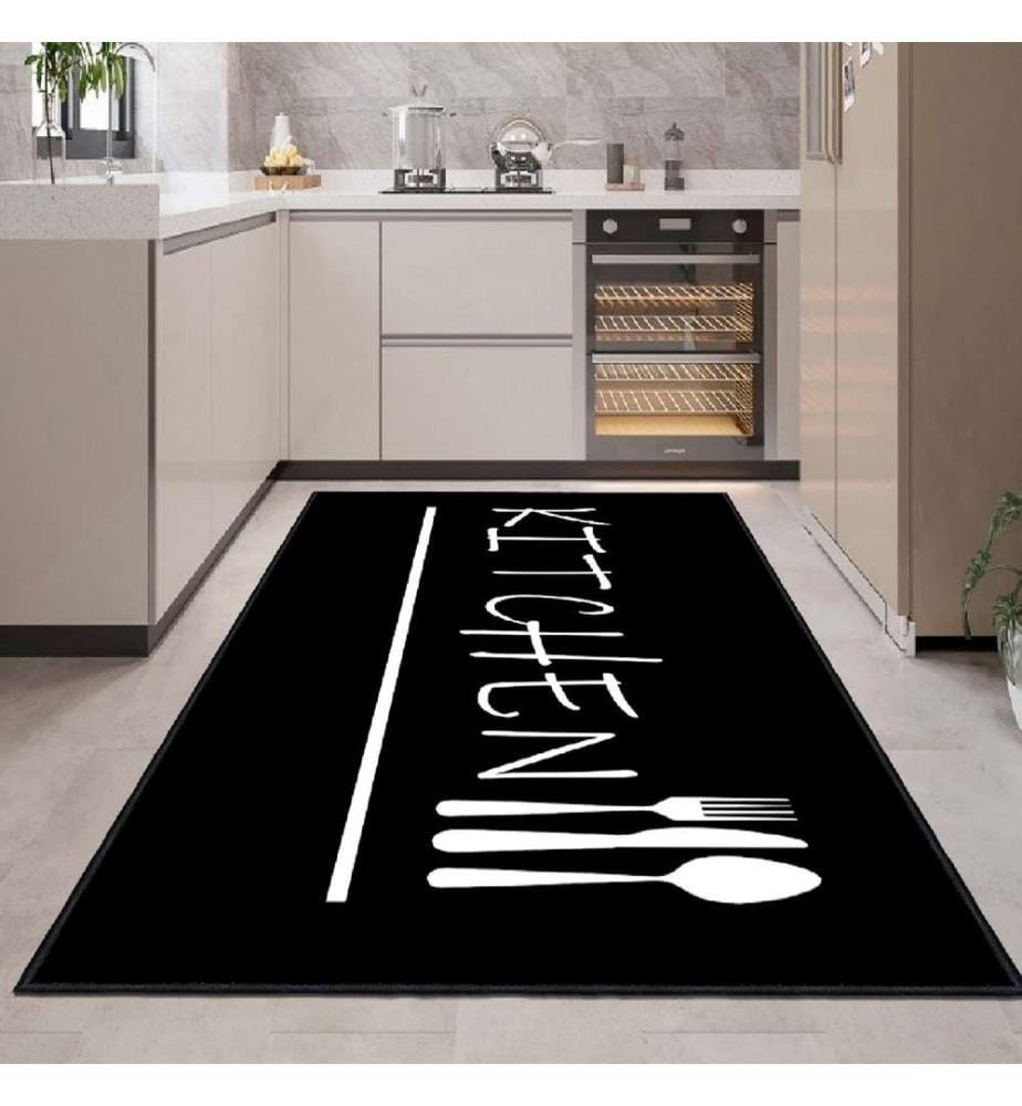 Carpet, White, Black, 100% Cotton, 80 x 120 cm