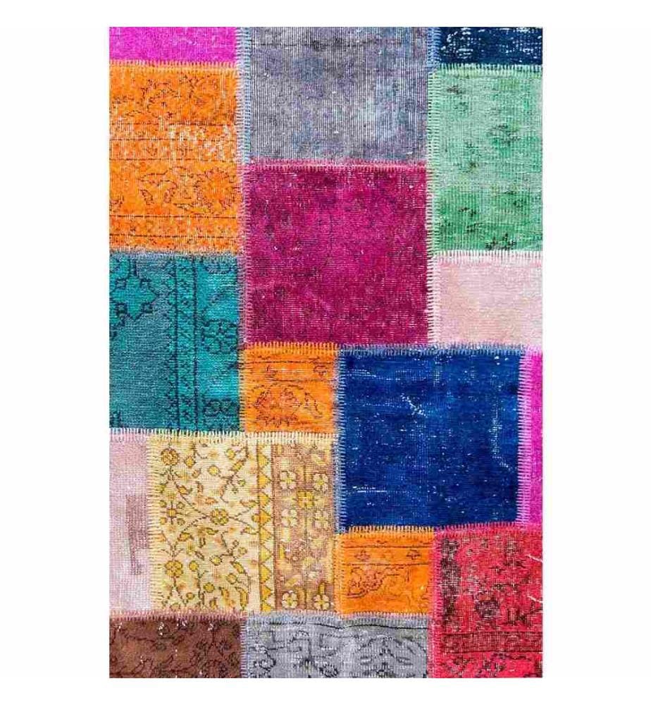 Carpet, Pink, Orange, Green, Cream, Navy Blue, 100% Cotton, 160 x 230 cm