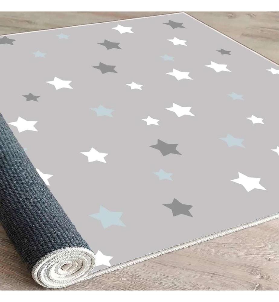 Carpet, White, Grey, Blue, 100% Cotton, 140 x 220 cm