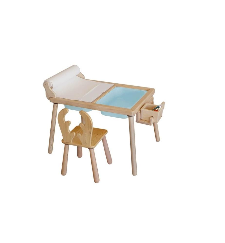 Kid's Table Set, Blue, Pine