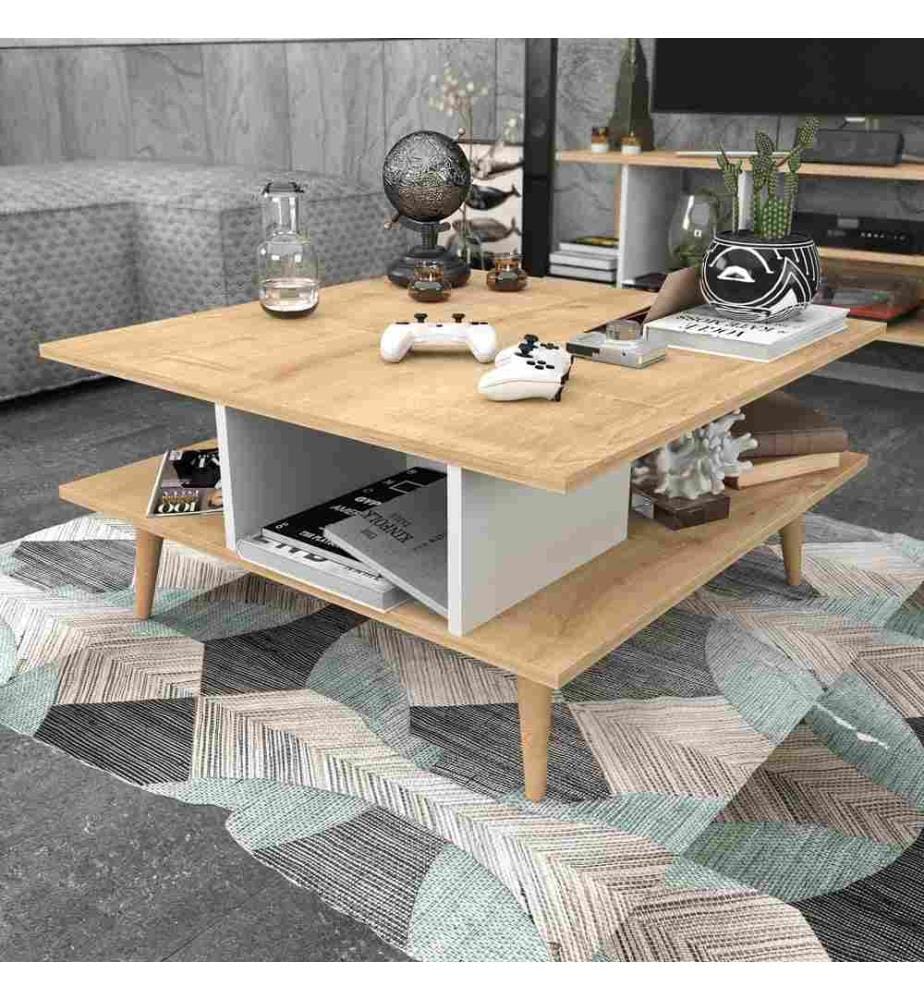 Table basse, chêne blanc, panneau de particules mélaminé