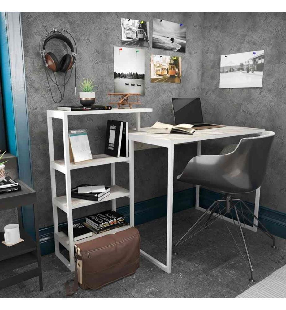 Study Desk, White, Melamine Coated Particle Board