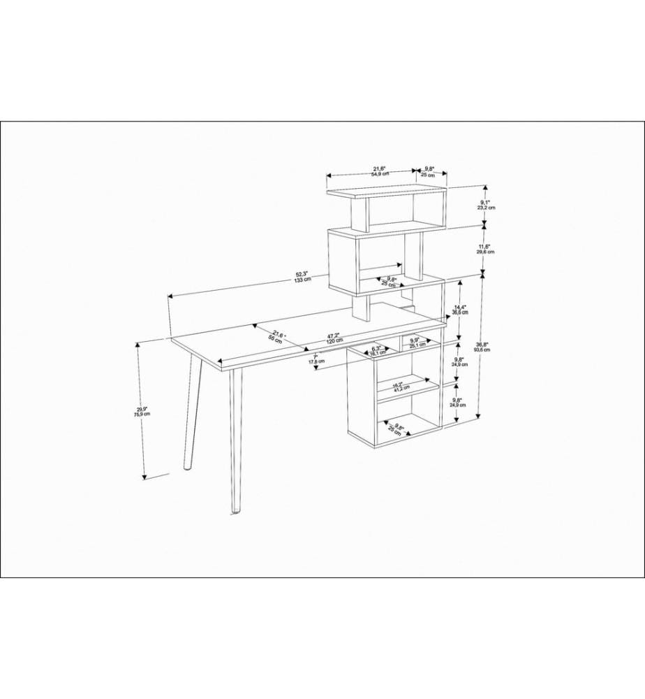 Study Desk, Oak, Melamine Coated Particle Board