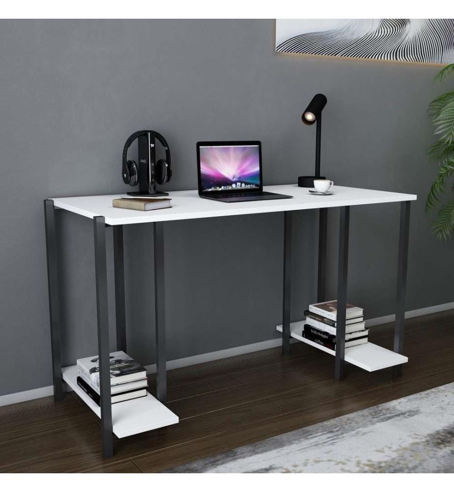 Study Desk, Black White, Melamine Coated Particle Board