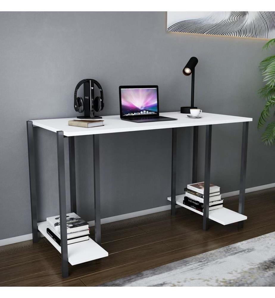 Study Desk, Black White, Melamine Coated Particle Board