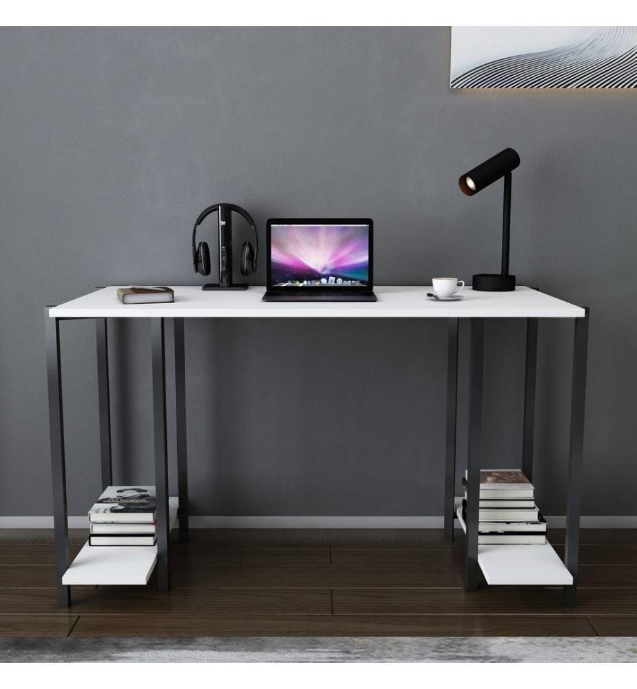 Study Desk, Black White, Melamine Coated Particle Board