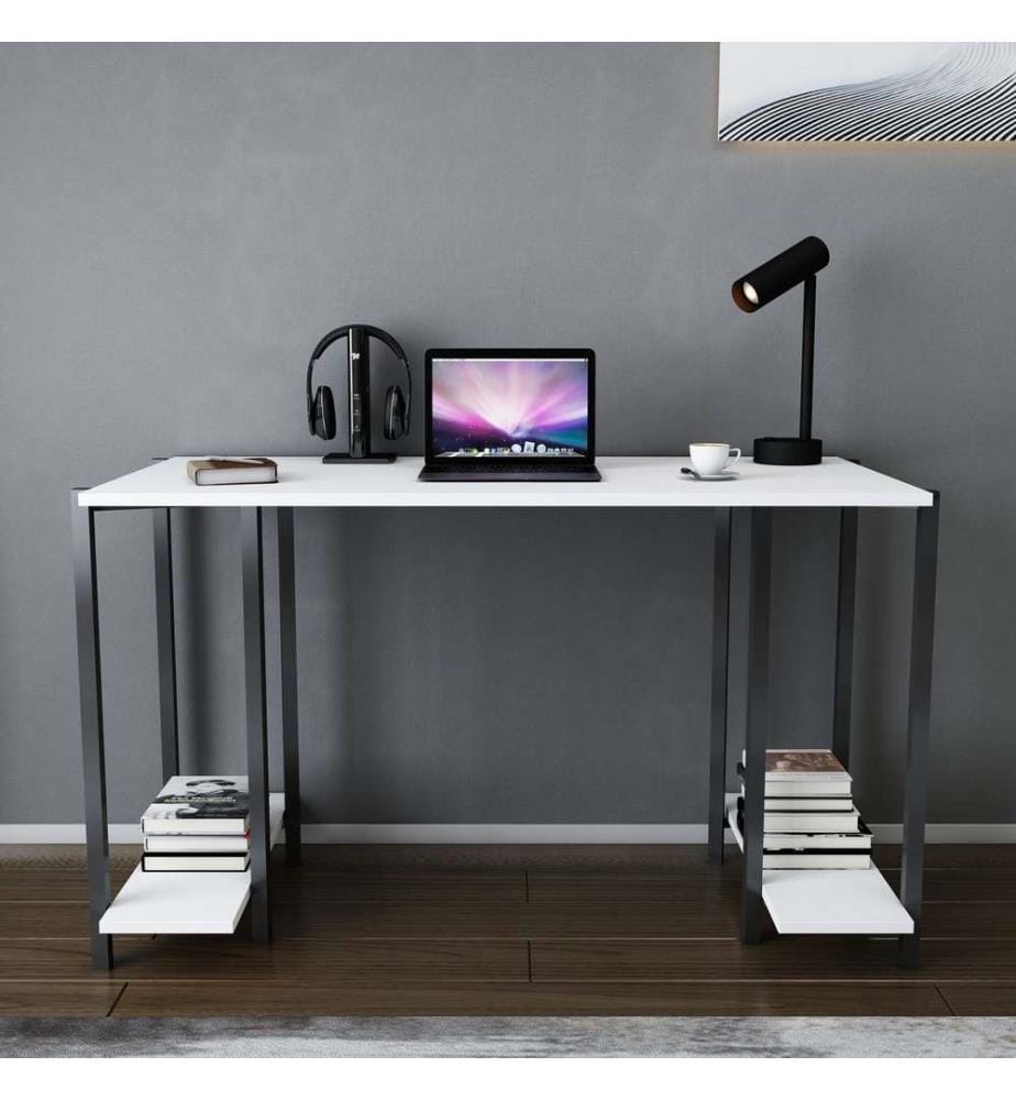 Study Desk, Black White, Melamine Coated Particle Board