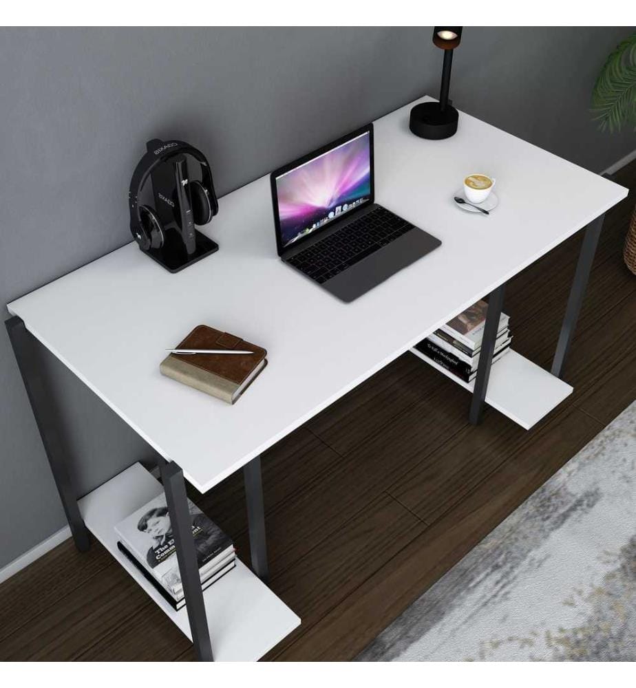 Study Desk, Black White, Melamine Coated Particle Board