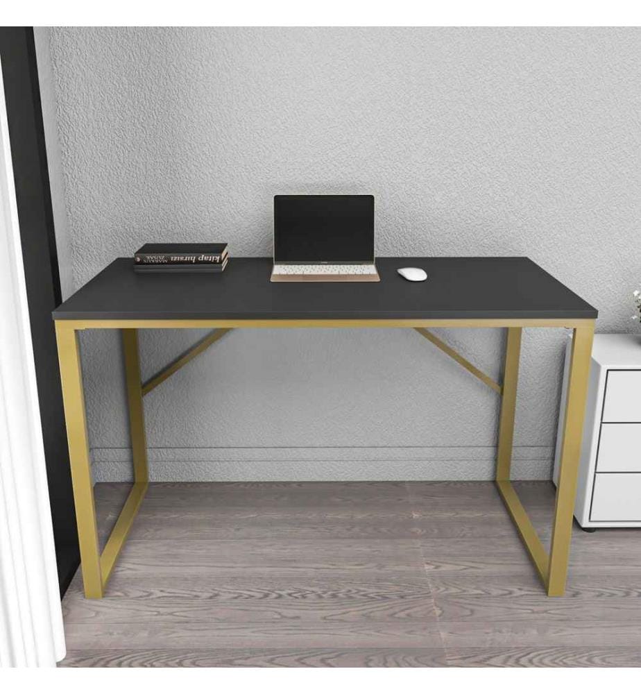 Arbeitstisch, Gold Anthrazit, Melaminharzbeschichtete Spanplatte