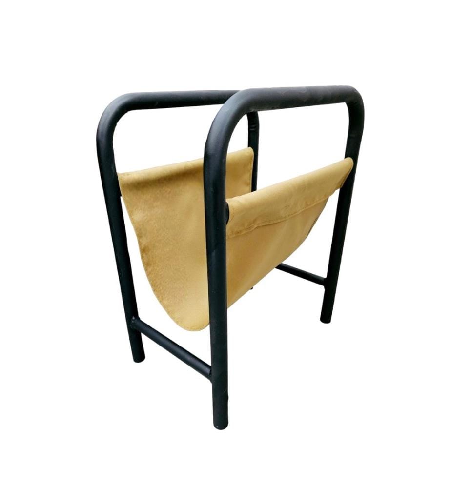 Side Table, Black, Mustard, Fabric, Frame: Metal